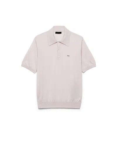 Prada Superfine Wool Polo Shirt In Neutral