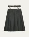 Prada Detachable-belt Midi Skirt In F0480 Ardesia
