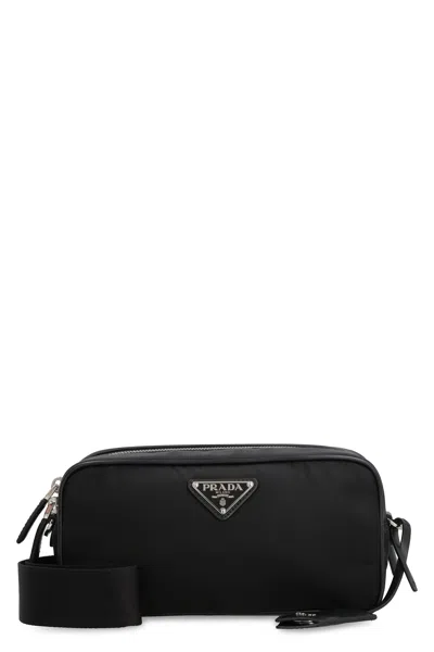 Prada Sustainably Chic Messenger Handbag In Black