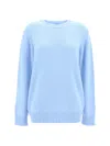 Prada Ribbed Wool Knit Sweater With Crew Neck In Azzurro