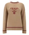 Prada Wool And Cashmere Crew-neck Sweater In Beige
