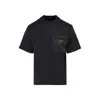 Prada Short Sleeve Crew Neck T-shirt With Pocket In Blue