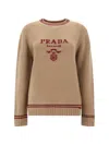 Prada Wool And Cashmere Crew-neck Sweater In Beige