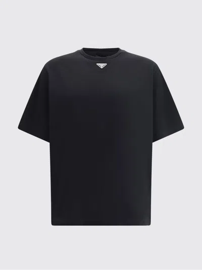 Prada Triangle Logo Oversized T-shirt In Black
