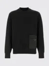 Prada Stretch Viscose-polyamide T-shirt Sweatshirt With External Pocket And Calf Leather Detail In Metallic