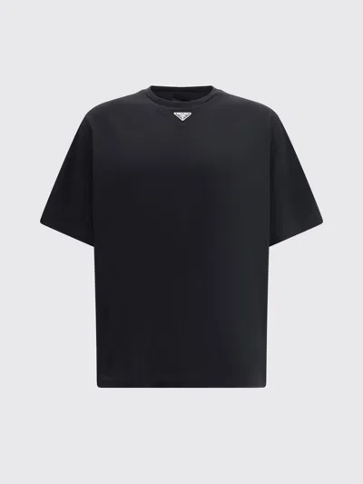 Prada Triangle Logo Oversized T-shirt In Black