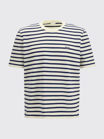 Prada Striped Crew-neck T-shirt In White