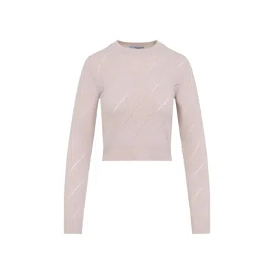 Prada Diamond Pattern Crew Neck Knit Sweater In Animal Print