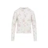 Prada Floral Pattern Long Sleeve Crew Neck Cardigan In Nude