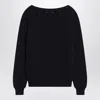 Prada Blue Cotton Sweater With Geometric Details In Blue