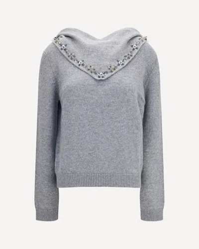 Prada Sweater With Integrated Scarf In Grey