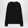 Prada Triangle-logo Cotton Sweatshirt In Black
