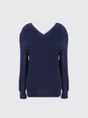 Prada Ribbed V-neck Cardigan Long Sleeves In Blue
