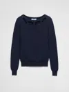 Prada Pullover Aus Baumwolle Mit U-boot-ausschnitt In Blue