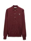 Prada Knitwear With Polo Collar And Ribbed Cuffs