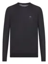 Prada Crew Neck Sweater In Combed Wool In Black