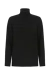 Prada Knit Turtleneck Sweater With Ribbed Cuffs And Hemline In Black