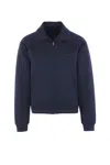 Prada Zippered Technical Fabric Jacket Clothing In Blue