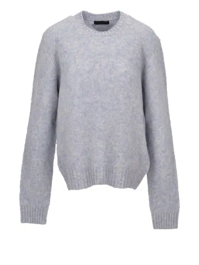 Prada Wool Crew-neck Sweater In Blue