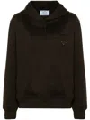 Prada Oversized Cotton Hoodie Sweatshirt In Brown