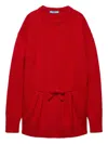 Prada Oversized Knit Sweater With Bow And Pleats In Red
