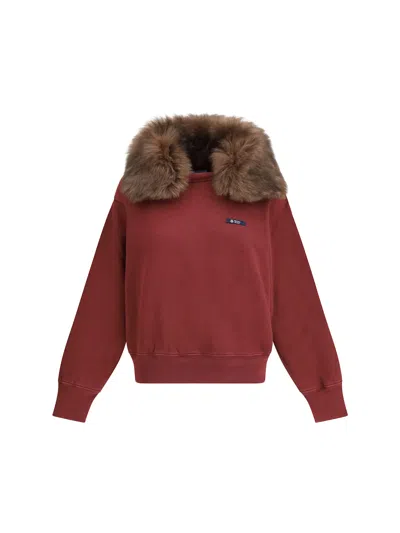 Prada Sweatshirt With A Shearling Collar In Brown