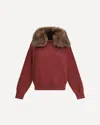 Prada Sweatshirt With A Shearling Collar In Burgundy