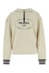 Prada Oversized Cotton Fleece Hoodie In Beige O Tan