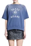 Prada Women Blue Cotton Fleece T-shirt, Xs Luxury T-shirts For Women Darveys In Blue