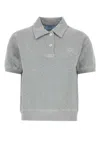 Prada Grey Cotton Polo Shirt In Gray