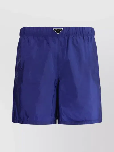 Prada Swimshorts With Adjustable Waistband And Quick-dry Fabric In Blue