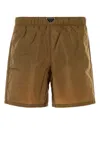 Prada Recycled Nylon Swim Shorts Pocket In Brown