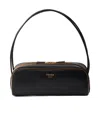 Prada Women Black Leather Shoulder Bag In Black/hazelnut