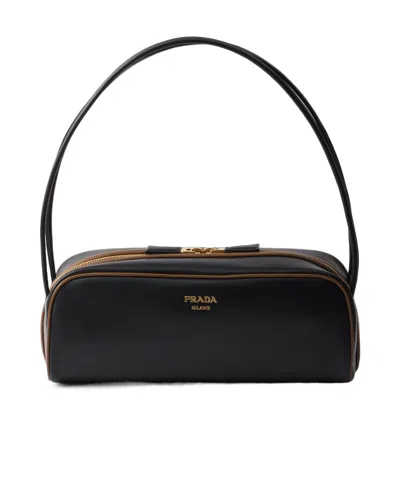 PRADA PRADA LOGO-PRINTED ZIPPED SHOULDER BAG