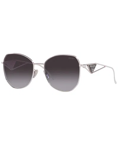 Prada Womens Silver Pr 57ys Aviator Steel And Polyamide Sunglasses
