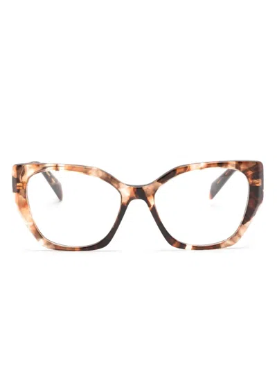 Prada Symbole Cat-eye Frame Glasses In Brown