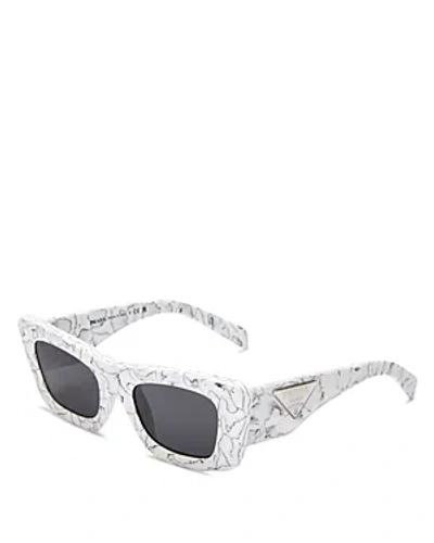 Prada Symbole Cat Eye Sunglasses, 50mm In White/black Solid