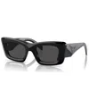 Prada Low Bridge Rectangular Unisex Sunglasses, Pr A01sf In Black