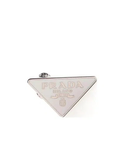 Prada Symbole Clip Earrings In White