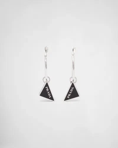 Prada Symbole Drop Earrings In Black