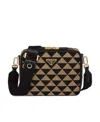 Prada Symbole Embroidered Messenger Bag In Black/beige