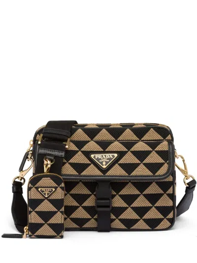 Prada Symbole Embroidered Shoulder Bag In Multi