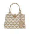 Prada Symbole Embroidered Tote Bag In Nude