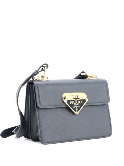 Pre-owned Prada Symbole Flap Bag Saffiano Leather Small Crossbody Bag In Green