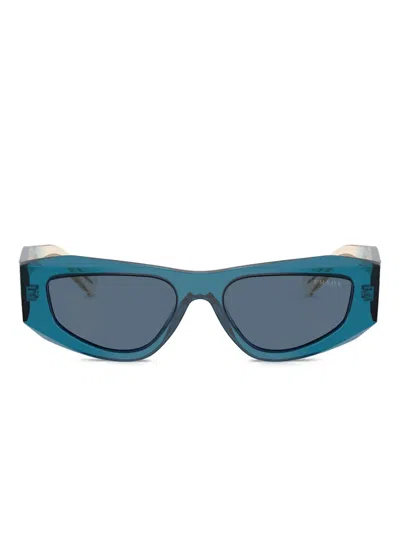 Prada 0pr B19s Angular Acetate Sunglasses In Blue