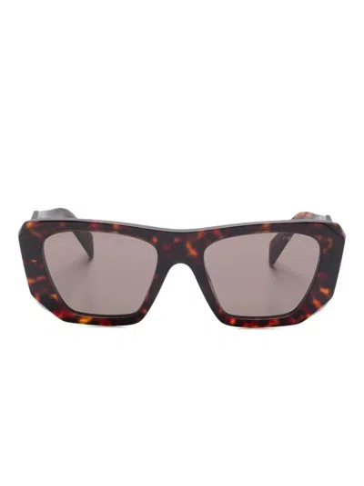 Prada Symbole Geometric-frame Sunglasses In Brown