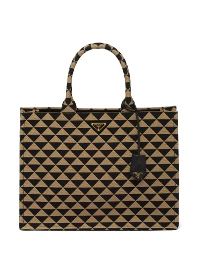 Prada Symbole Geometric-print Tote Bag In Neutrals