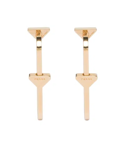 Prada Symbole Hoop Earrings In Gold