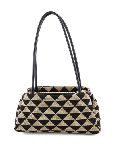 Pre-owned Prada Symbole Jacquard Small Shoulder Bag In Black