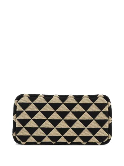 Pre-owned Prada Symbole Jacquard Small Tote Bag In Neutral